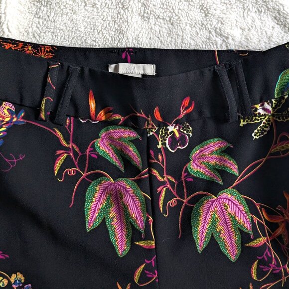 H&M Floral Print High Waist Pants Size 6 Wide Leg Ankle Palazzo Side Zip - Picture 5 of 7